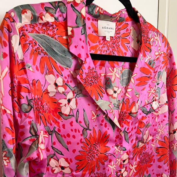 *RARE* Sezane Floral Silk Button Down Blouse✨2019 Summer Collection✨ - Picture 5 of 11